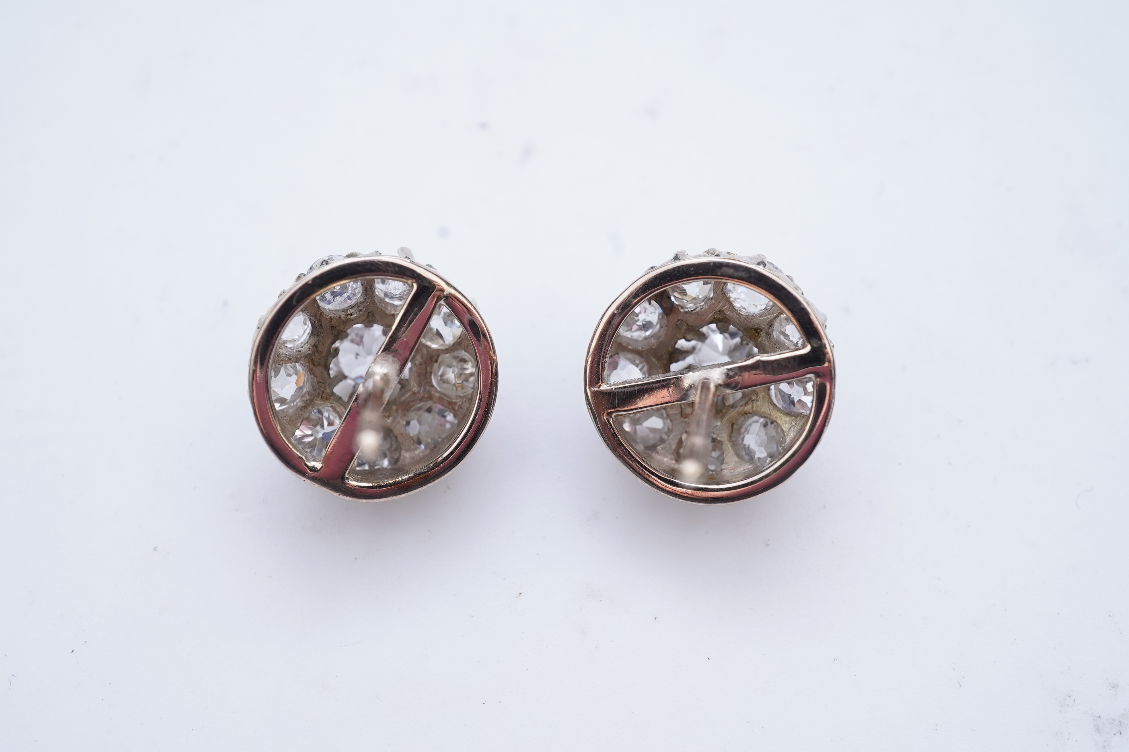 A pair of diamond earrings, early 20th century